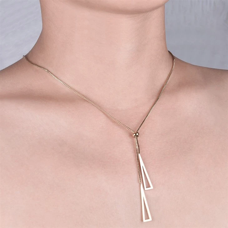 Geometric Triangle Drop Pendant Necklace factory