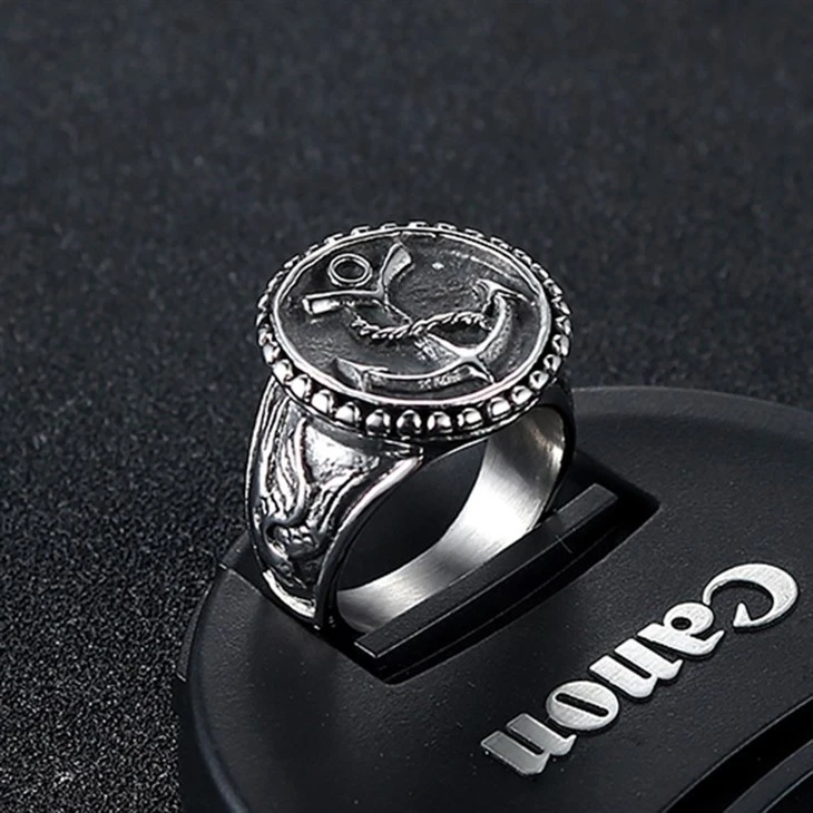 Anchor Relief Vintage Signet Ring With Rope Detailing high quality